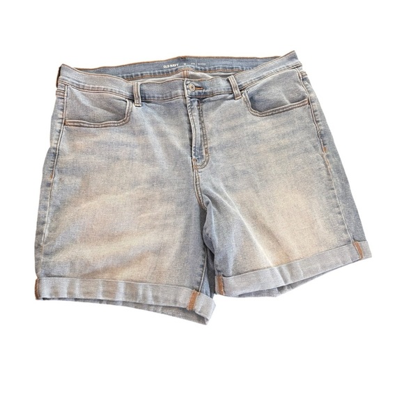 Old Navy Mid Rise Denim Jean Shorts Rolled Cuff Size 16 - Picture 1 of 6